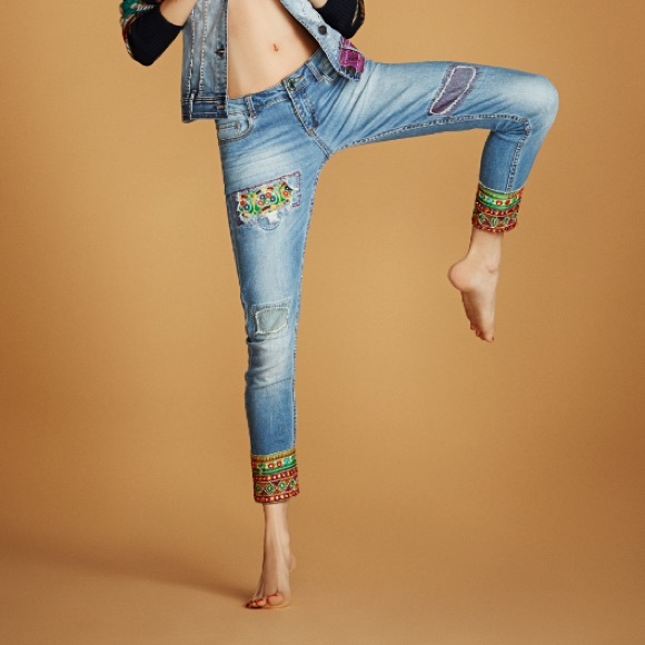 desigual embroidered jeans